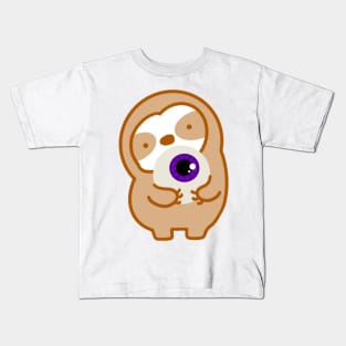 Cute Halloween Purple Eyeball Sloth Kids T-Shirt